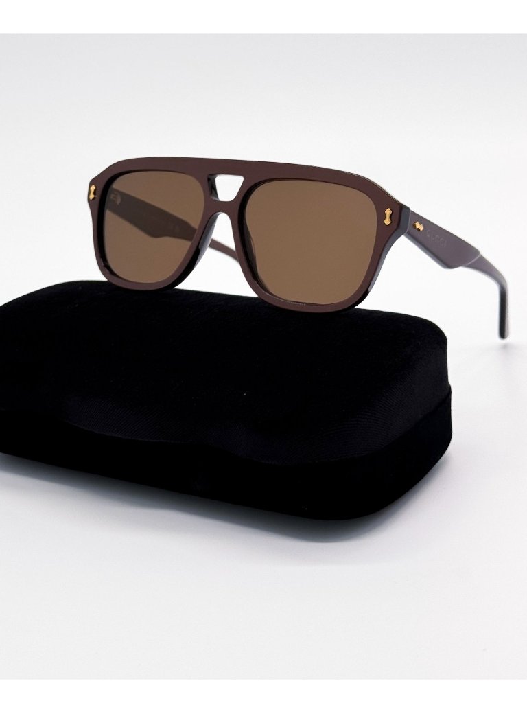 New Gucci Brown Aviator Unisex Sunglasses Gg1263s 003